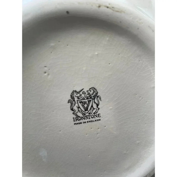 Vintage Ironstone Pitcher and Large Basin Bowl White Pink Flower - Picture 12 of 15